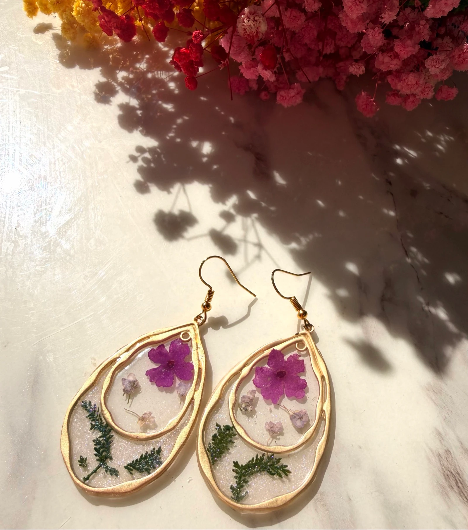 Boucles d’oreilles en résine époxy Fait main